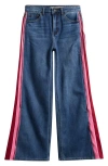 Tractr Kids' Track Stripe Wide Leg Jeans In Blue