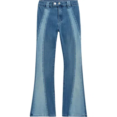 Tractr Kids' Two Tone Flare Jeans In Blue