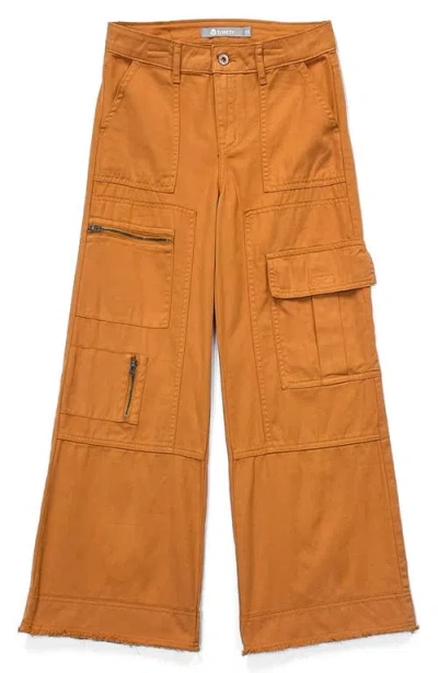 Tractr Kids' Wide Leg Cargo Pants In Rust