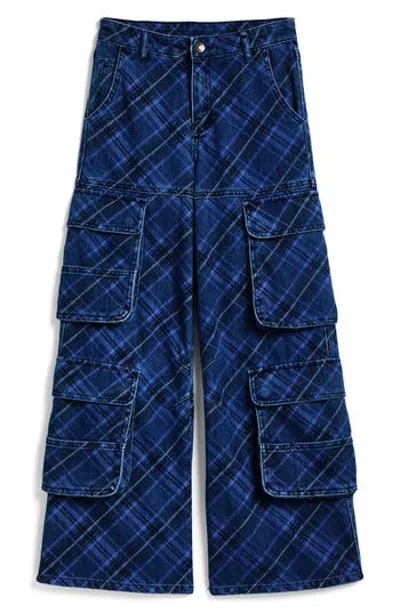 Tractr Kids' Wide Leg Double Cargo Jeans In Black