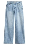 Tractr Kids' Wide Leg Leopard Print Jeans In Blue