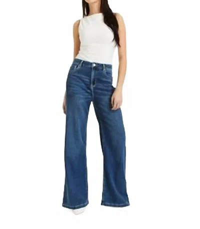 Tractr Ladies Super Soft Wide Leg Jean In Blue