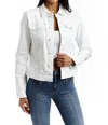 Tractr Loretta Denim Jacket In White