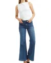 Tractr Mid Rise Braided Flare Jeans In Medium Indigo Wash In Multi