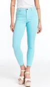 Tractr Mona High Waist Skinny Crop Jean In Angle Blue In Multi