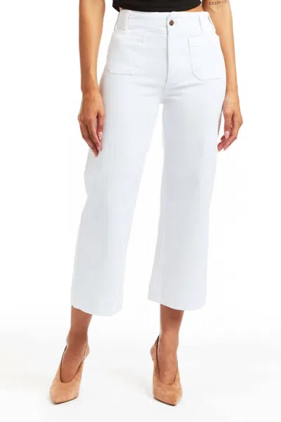 Tractr Patch Pocket Wide Leg Jeans In White