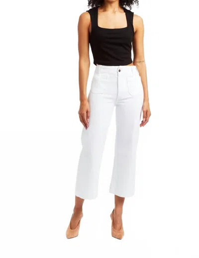 Tractr Patch Pocket Wide Leg Pant In White In Black