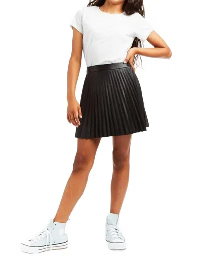 Tractr Kids' Pleather Pleaded Skirt In Black