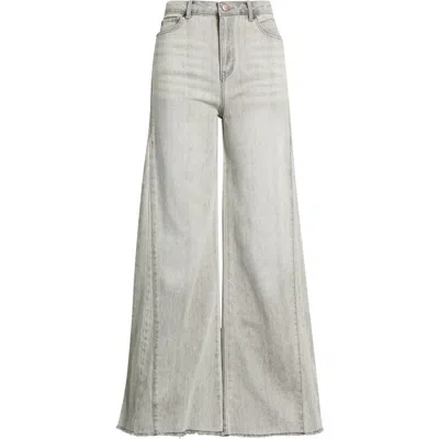 Tractr Raw Hem Wide Leg Jeans In Animal Print