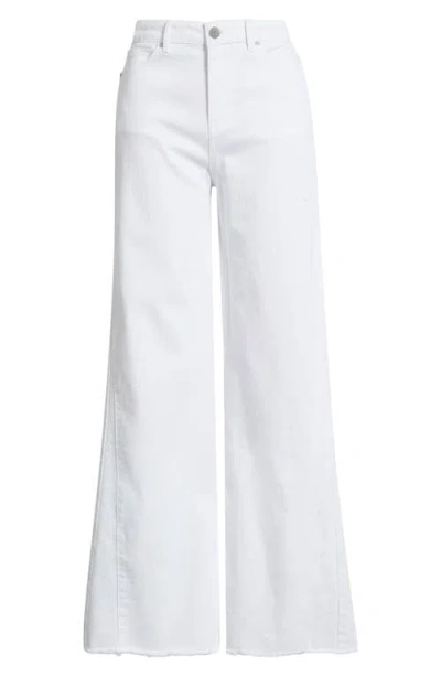 Tractr Raw Hem Wide Leg Jeans In White