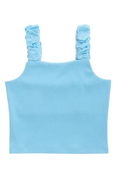 Tractr Kids'  Ruffle Strap Rib Tank In Black