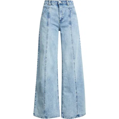 Tractr Seam Detail Wide Leg Jeans In Blue