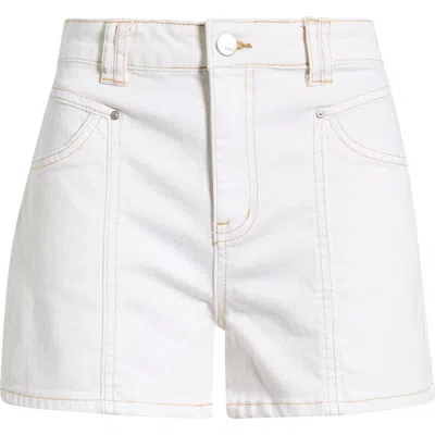 Tractr Seamed Stretch Denim Shorts In White