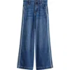 Tractr Side Stripe Wide Leg Jeans In Blue