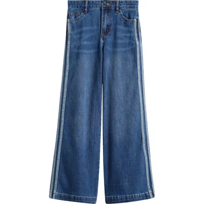 Tractr Kids'  Side Stripe Wide Leg Jeans In Blue