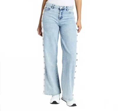 Tractr Snap Me Up Wide Leg Jean In Blue
