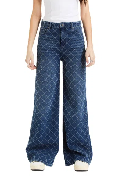 Tractr Spark & Stitch Wide Leg Jeans In Denim In Blue