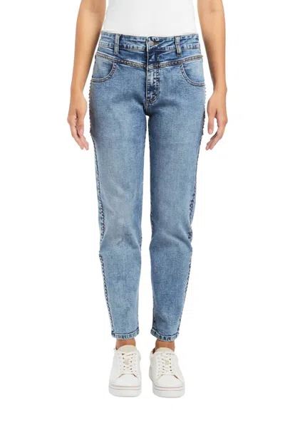 Tractr Stud Yoke Slim Straight Jeans In Indigo In Blue