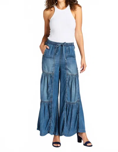 Tractr Tiered Caty Pant In Denim Blue