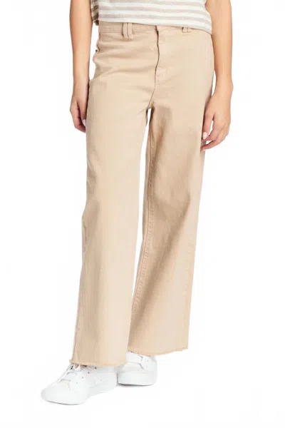 Tractr Kids' Wide Leg Ankle Cropped Jeans In Khaki In Neutral