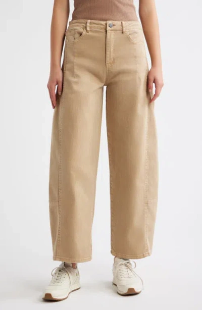 Tractr Wide Leg Crop Jeans In Nude
