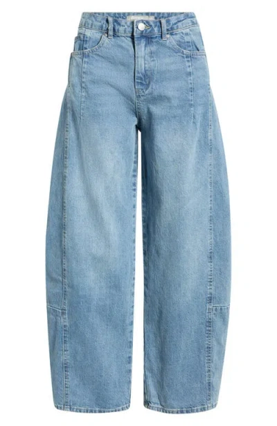 Tractr Wide Leg Crop Jeans In Blue