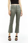 Tractr Women's High Rise Coated Ankle Crop Flare Denim In Sage