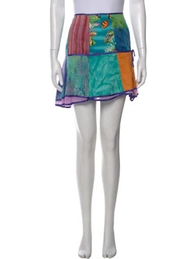 Pre-owned Tracy Feith Graphic Print Mini Skirt In Blue