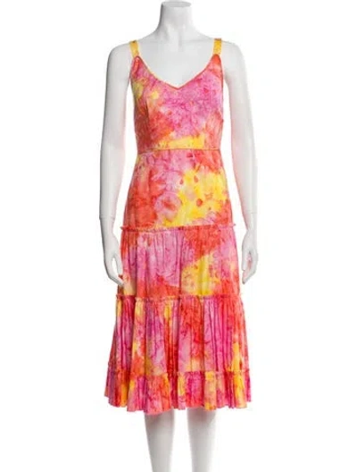 Pre-owned Tracy Feith Tie-dye Print Midi Length Dress In Pink