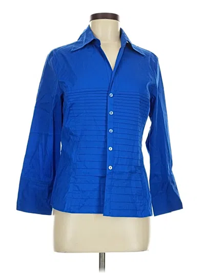 Pre-owned Tracy M. 3/4 Sleeve Button Down Shirt In Blue
