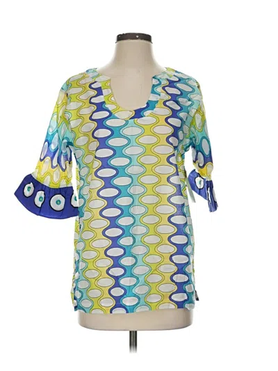 Tracy Negoshian Short Sleeve Blouse In Yellow