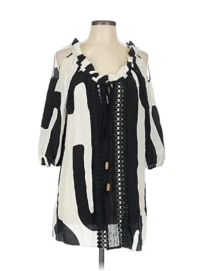 Pre-owned Tracy Reese 3/4 Sleeve Silk Top Ivory Cold Shoulder Neckline Tops In White