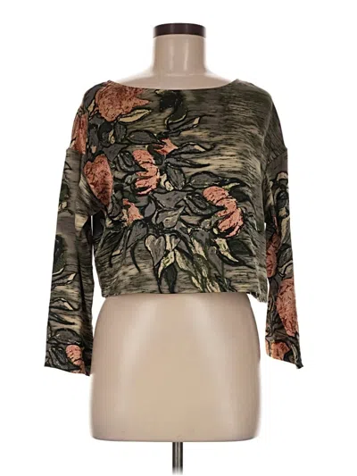 Pre-owned Tracy Reese 3/4 Sleeve Top Brown Boatneck Tops