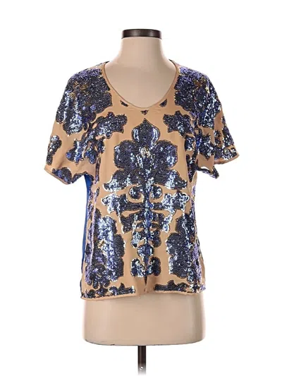 Pre-owned Tracy Reese Short Sleeve Blouse In Gold