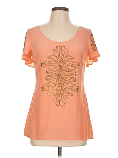 Pre-owned Tracy Reese Short Sleeve Top Orange Sweetheart Neckline Tops