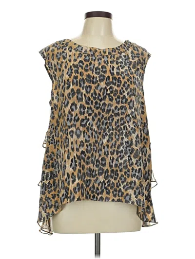 Pre-owned Tracy Reese Sleeveless Silk Top Brown One Shoulder Neckline Tops