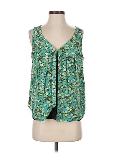 Pre-owned Tracy Reese Sleeveless Silk Top Green Plunge Neckline Tops