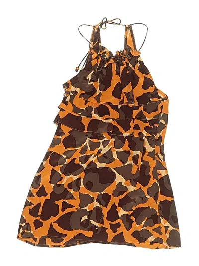 Pre-owned Tracy Reese Sleeveless Silk Top Orange Halter Neckline Tops