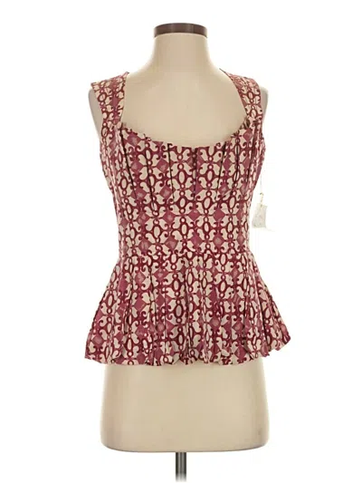 Pre-owned Tracy Reese Sleeveless Top Burgundy Sweetheart Neckline Tops