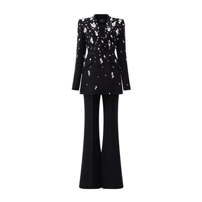 Tracy Studio Peak Lapel Suit With Stone Embellishments - Black