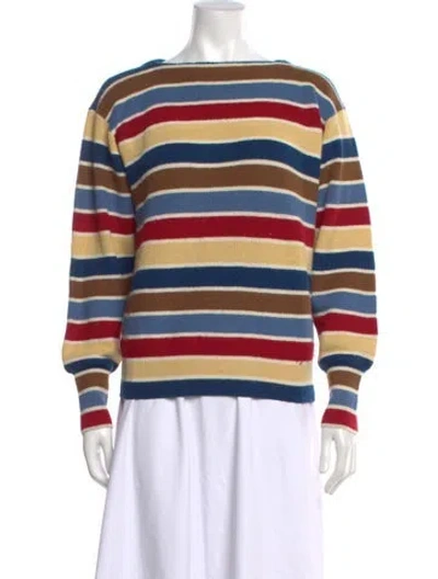 Pre-owned Trademark Baby Alpaca Striped Sweater In Blue