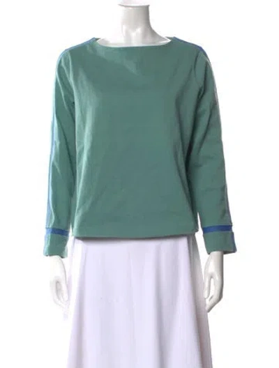 Pre-owned Trademark Bateau Neckline Long Sleeve Top In Green