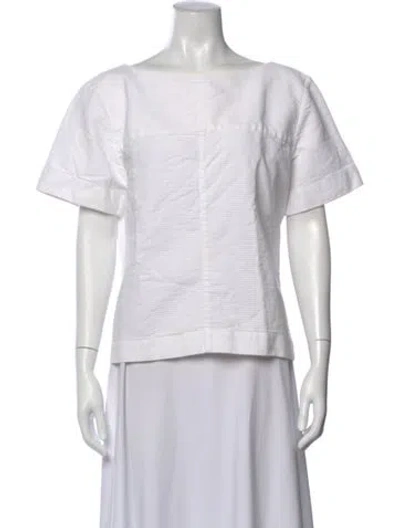 Pre-owned Trademark Bateau Neckline Short Sleeve Top In Neutral