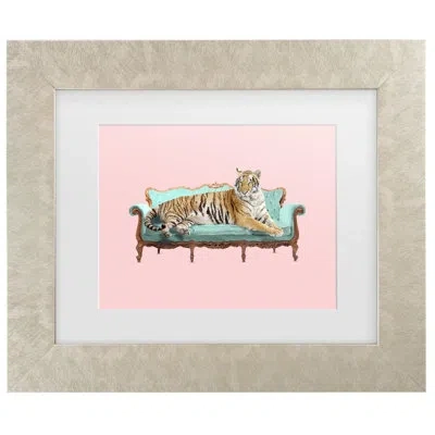 Trademark Canvas Art Lazy Tiger Framed On Canvas By Robert Farkas Painting In Champagned