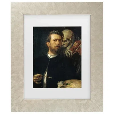 Trademark Canvas Art Self Portrait With Skeleton Framed On Canvas By Arnold Bocklin Painting In Champagned