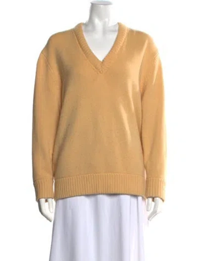 Pre-owned Trademark Cashmere V-neck Sweater In Yellow