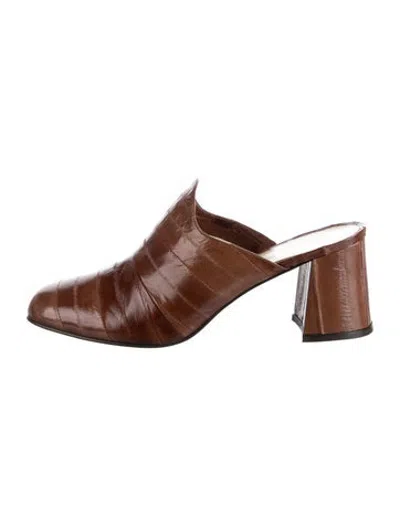 Pre-owned Trademark Eel Skin Mules In Brown