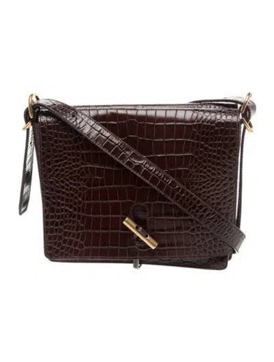 Pre-owned Trademark Embossed Leather Crossbody Bag In Brown