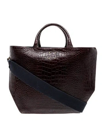 Pre-owned Trademark Embossed Leather Crossbody Bag In Burgundy