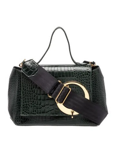 Pre-owned Trademark Embossed Leather Top Handle Bag In Black